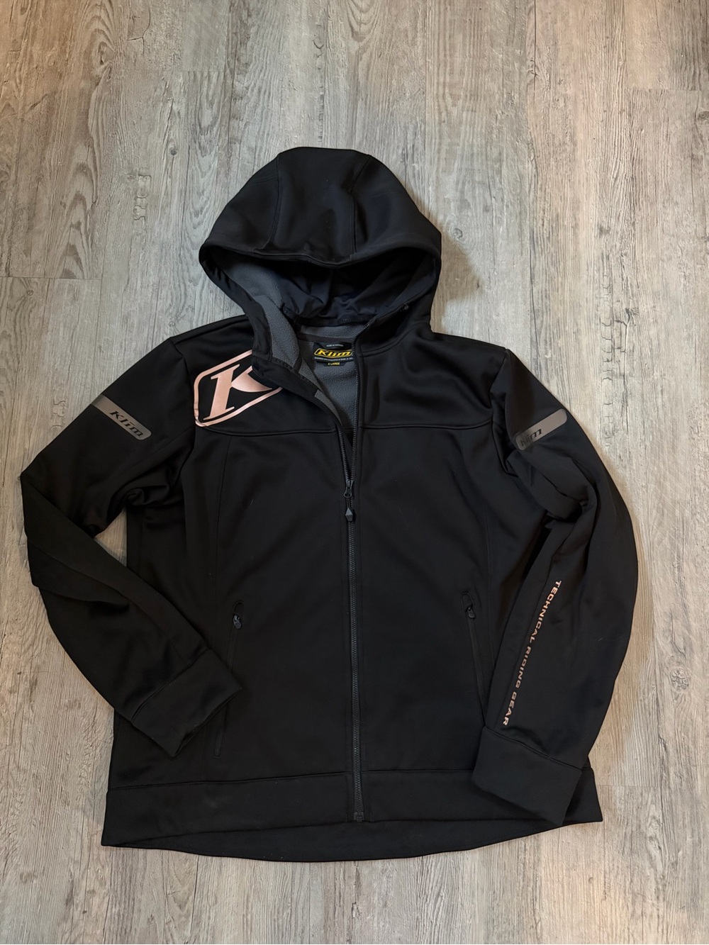 KLIM Black Logo Hooded Jacket with Pink Accent